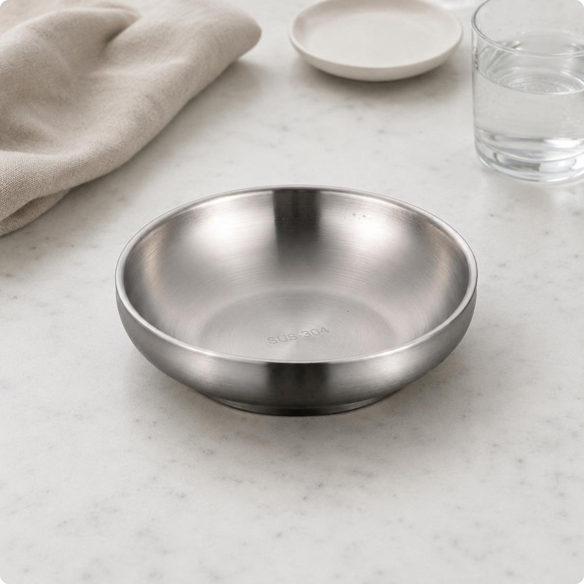 Stainless Steel Serving Plate Shallow Tableware Shatterproof