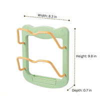 Pot Lid Holder and Pan Lid Rack, European Style Wall Mounted Rack, No Drill Cutting Board Organizer Frame Design