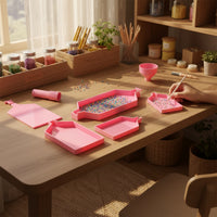 3 Pieces Nested Diamond Painting Drill Tray Stackable Bead Sorting Tray with Spout Ribbed for Crafters