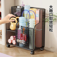 Large Capacity Mobile Fitness Equipment Storage Rack with Wheels