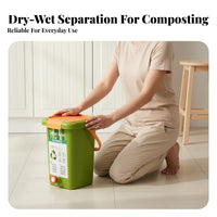 Kitchen Compost Container with Lid Wet-Dry Separation Kitchen Compost Bin Indoor Food Waste Bin Large Capacity for Under Sink