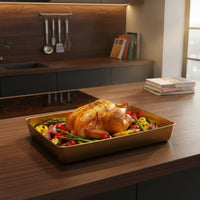 Deep Roasting Tray Oven Safe Sheet Pan with Deep Sides Stainless Steel Tray Induction-Compatible Stainless Steel Baking Pan