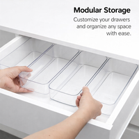 Storage Boxes for Shelves, Rectangular Organizer for Wardrobe Desk, Stackable Transparent Drawer Tray 1L