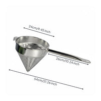 Conical Mesh Strainer Flat Handle Kitchen Utensil Hanging Hole