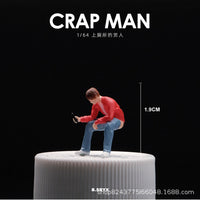 1:64 Scale Resin Miniature Toilet with Squatting Figure for Micro Scene