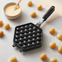 Egg Waffle Pan with Handle Stovetop Egg Waffle Pan Cookware Non-Stick Manual for Home Bakers