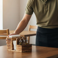 Farmhouse Condiment Holder Solid Wood for Restaurant, Dining Table