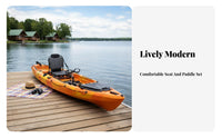12.5 Ft Fishing Kayak Impact Resistant Rotomolded Fishing Kayak Stable Hull for Anglers, Outdoor Enthusiasts, Rivers, Recreational Boating, Recreation