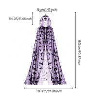 See-Through Mesh Cape with Nocturnal Winged Creature Pattern Halloween Nocturnal Winged Creature Cape Lightweight Costume Long for Cosplayers