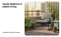 Upholstered Armchair with Woven Rear Waterproof Patio Seating Anti-Corrosive Dense Foam Padding for Residents, Courtyard