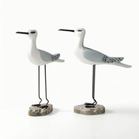 2 Pieces Bird Figurine Tabletop Sculpture with Pedestal Coastal Bird Statue for Desk
