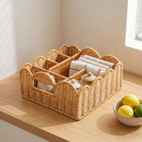 Woven Basket with Dividers Divided Storage Basket Versatile for Kitchen