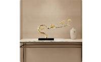 Bird Sculpture with Crystal Base Metal Ornament with Branch Whimsical