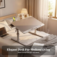 Foldable Design Adjustable Folding Table Tilting Top Adjustable Folding Stand Multi-Functional Bed Tray Anti-Slip Baffle for Students, Telecommuting Workers, Adults, Bedroom, Dorm Room, Floor, Home Away Ice