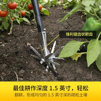 零售亚马逊热销手动短款旋耕机实木T型手柄家用松土除草翻地神器