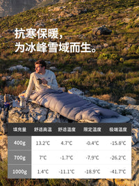 挪客蝉翼鸭绒羽绒睡袋成人户外露营防寒保暖轻量化便携被子两用
