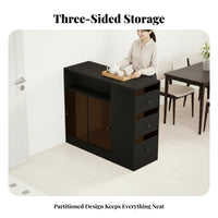 Freestanding Bar Console Double-Sided Entry Multi-Compartment Credenza Space-Saving Modern Design for Kitchen, Entryway, Bedroom