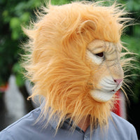 Lion Mask Latex Lion Head Headpiece Textured Creature Head Face Coverings for Halloween, Cosplay