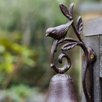 European Style Cast Iron Flower and Bird Bell Handbell Doorbell Wind Chime Vintage Garden Decoration