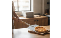 Aluminum Pizza Peel Handheld Pizza Peel with Wooden Handle Flat Serving Board Lightweight for Bakers, Home Cooks