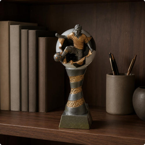 Global Championship Theme Figurine 3D Sculpted Design Soccer Player Sculpture
