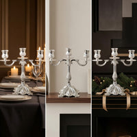 Candle Holder with Embossed Base Classic Home Decor Formal for Mantel, Weddings