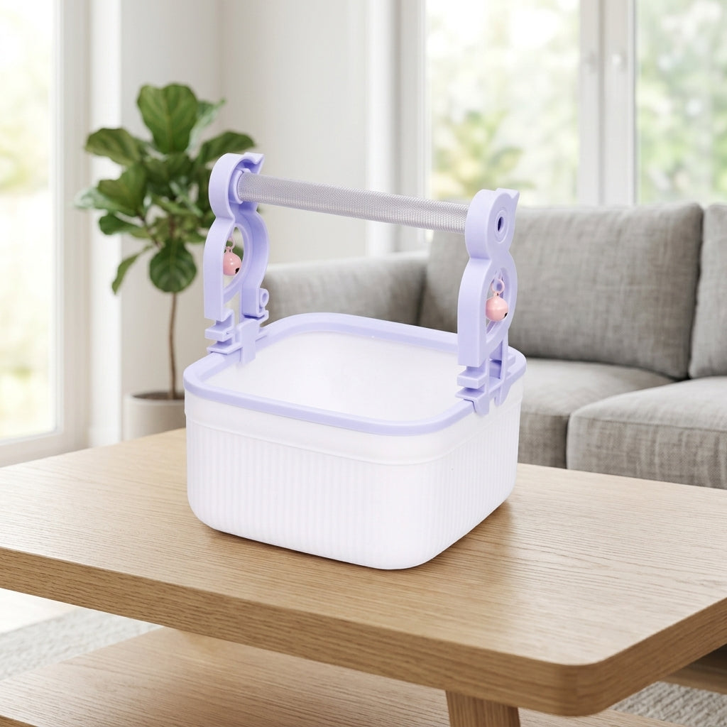 Parrot Perch Stand and Bird Training Station with Food Bowls, Desktop Bird Perch with Flat Tray Base and Play Accessories for Pet Training