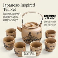 Wood Fired Teapot Set, Ceramic, Landscape Home
