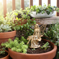 Fairy Sitting on Flower Ornament Resin Material Flower Fairy Statue for Balcony