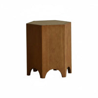Hexagonal Wood Chunk Natural Minimalist Design Design Accentuate Table Geometric Shape Artisanal Look for Interior Designers