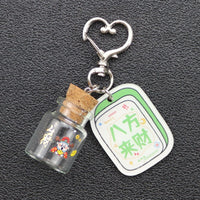 Glass Bottle Keychain Heart-Shaped Clasp Corked Vial Locket Bag Trinket Stylish Accessory for Mahjong Players, Purse, Backpack