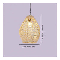 Waterproof Woven Bamboo Hanging Light Light Handwoven Rattan Basket Hanging Lamp Easy Installation Bamboo Hanging Light Light Farmhouse Decor for Camping
