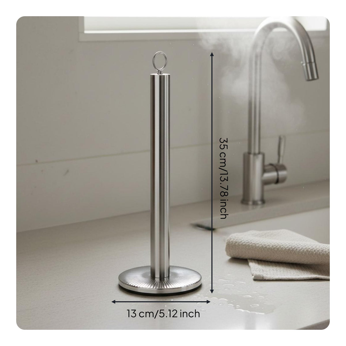 Stainless Steel Paper Towel Stand Weighted Base Household Organizer