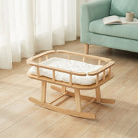Cat Hammock Rocking Bed for Indoor Cats, Freestanding Wooden Swing and Elevated Raised Pet Furniture with Breathable Material, Sturdy Wood Frame