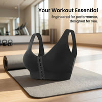 Sports Bras for Women with Front Fastening Hook Closure for Easy On Off, Post Surgery with Removable Straps, Support for Active Wear