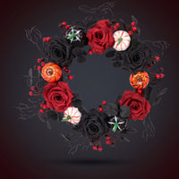 Door Wreath with Pumpkins Gothic Rose Wreath with Berries Spooky for Mantel