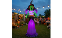 Outdoor Halloween Inflatable Witch Garden Inflatable Witch with LED Lights Lawn Halloween Inflate Decoration Lighted for Homeowners