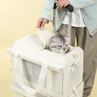 Double-Decker Pet Carrier Trolley Bag for Two Cats, Large Space