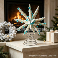 Double-Layer Starfish Tree Topper with Blue Beads for Christmas Beach Style Decor