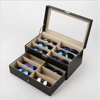 Two-Layer Eyewear Storage Box with Drawer Large Capacity Glasses Storage Box with Drawer Dust-Proof Eyeglass Case with Window Safeguarding for Fashion Enthusiasts, Boutique Counter