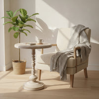 Round Pedestal Table Refined for Living Room, Bedroom