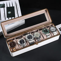 Watch Box with PU Leather and Metal Frame, Glass Top, Storage and Display Packaging