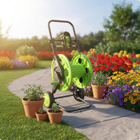 Push Hose Reel Cart Wheeled Hose Reel Cart with Wheels to Move Outdoor Storage for Yard