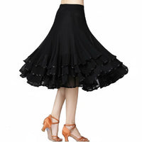 360 Degree Billow Dance Skirt Built-in Lining Latin Dance Practice Skirt for Dancers