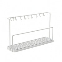 Countertop Kitchen Draining Rack Open-Frame Kitchen Organizer with Hooks