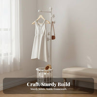 Rolling Clothes Rack Space-Saving Rolling Coat Tree with Basket Lockable Casters
