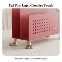 Feline Paw Footed Bookend Space-Saving Feline Figurine Holder Anti-Slip Base