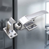 Polished Silver Latch Handle with Strike Block Compact Door Latch with Strike Residential Hardware Internal for Freezer, Cabinet
