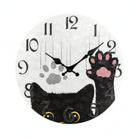 Round Wall Clock Black Hands Home Decor Easy to Read