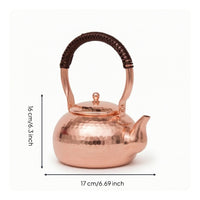 Hammered Copper Kettle Polished Copper Teapot Handcrafted Kettle with Lid for Tea Lovers, Collectors